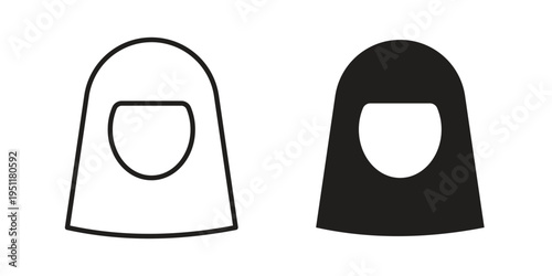 Muslim woman icon line drawing. Minimalist style icons