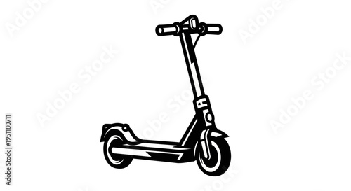 Black and white electric scooter icon isolated on a white background