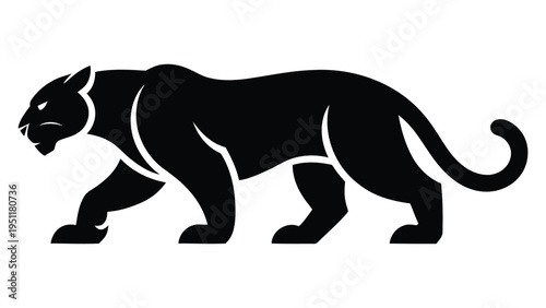 Canvas Print black panther wild animal icon flat predator silhouette symbol for wildlife natu