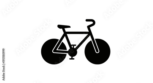 Black bicycle icon with solid wheels on a white background