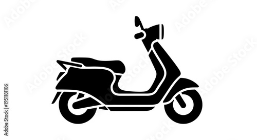 Black motor scooter silhouette isolated on a plain white background