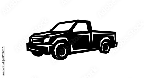 Black pickup truck vector illustration isolated on a white background