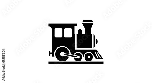 Black steam locomotive icon isolated on a white background