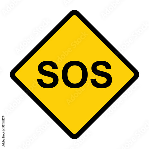 SOS help icon, safety support alert flat design, save vector illustration .
