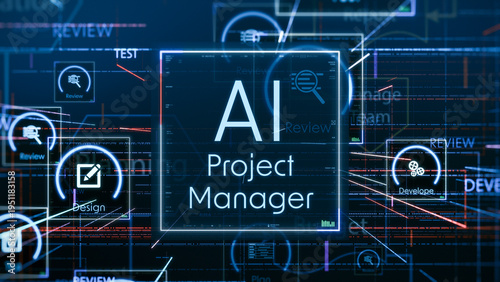 AI agent for Agile project management, AI automation workflow, project life cycle, conceptual illustration (3d render)
