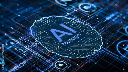 AI assistant for Agile project management, AI automation workflow, project life cycle, conceptual illustration (3d render)