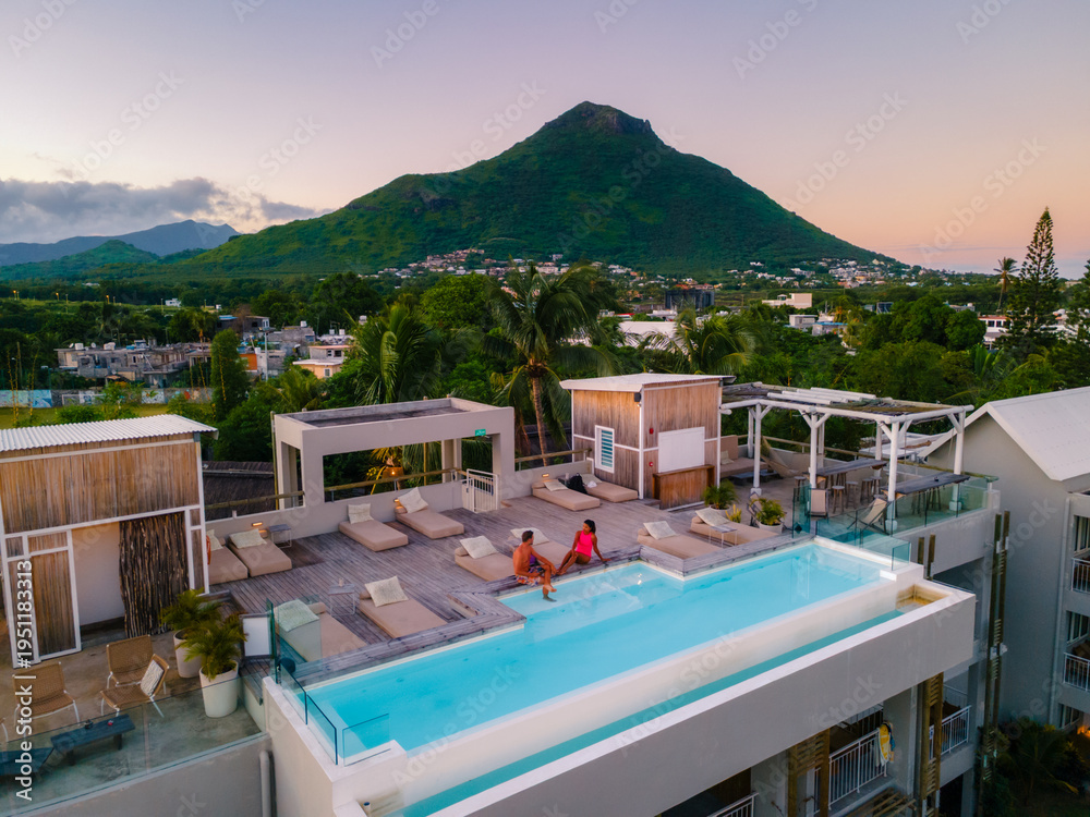 Fototapeta premium Luxurious retreat with stunning mountain views in Rivire Noire, Mauritius