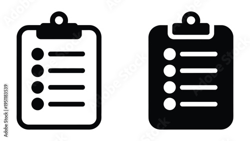 clipboard checklist icon set minimal line and solid style task list document symbol to do list interface vector isolated on white background