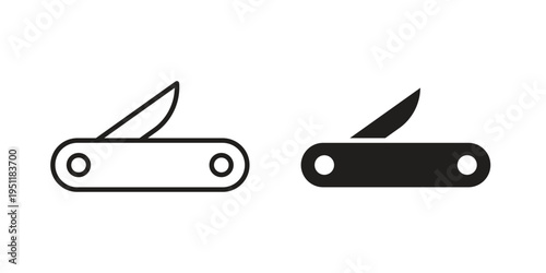 Pocket knife icon line drawing. Minimalist style icons