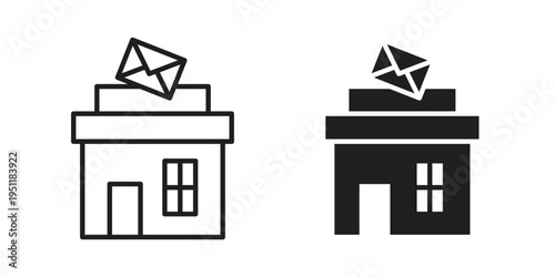 Post office icon line drawing. Minimalist style icons