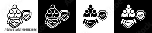 Public Welfare Icon Set In Black And White Filled Style Collection