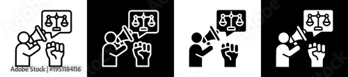 Rights Advocacy Icon Set In Black And White Filled Style Collection