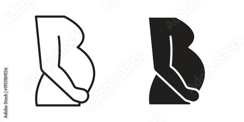 Pregnant woman icon line drawing. Minimalist style icons