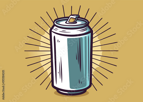 Hand drawn illustration of a single aluminum can