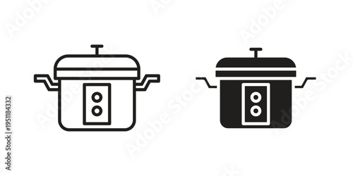 pressure cooker icon line drawing. Minimalist style icons