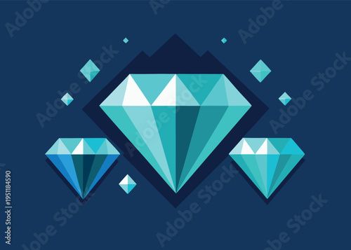 A set of flat style diamonds in various colors