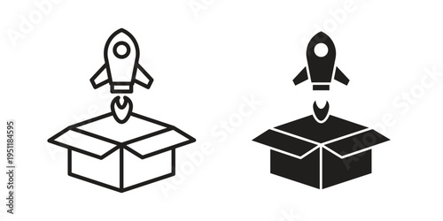 Product release icon line drawing. Minimalist style icons