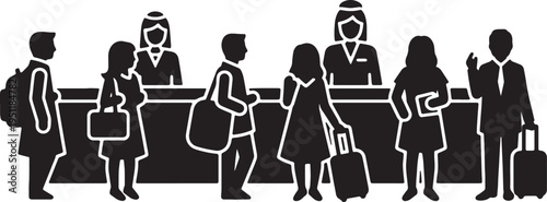 Black Solid Ticket Counter Silhouettes Set of Six on White Background