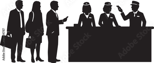 Black Solid Ticket Counter Silhouettes Set of Six on White Background