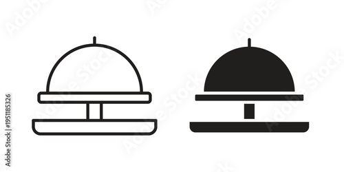 Reception bell icon line drawing. Minimalist style icons