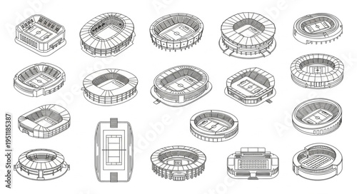 Collection of Stadium Sketches - Architectural Designs and Perspectives.