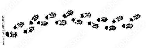 Human footprints icon set. Step path shoe prints symbols, progress steps and user journey vector isolated on white background