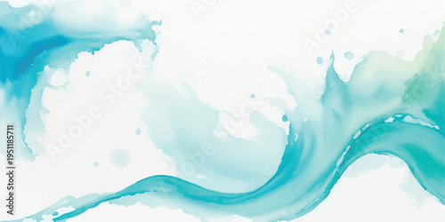 Dynamic splash of turquoise and aquamarine watercolor, depicting fluid movement and organic shapes in a bright, abstract, and artistic composition, abstract art