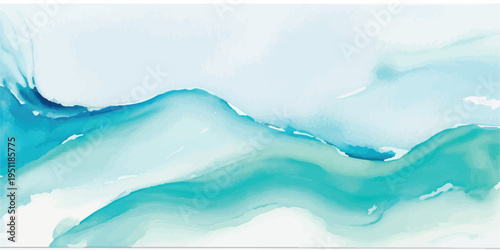 Abstract background of flowing watercolor washes in cool blues and greens, with organic, undulating forms creating a sense of calm and natural movement, abstract art