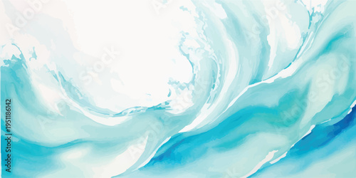 Abstract fluid art with swirling strokes of turquoise and light blue watercolor, creating a sense of gentle water currents and an airy, artistic backdrop