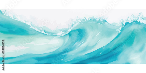 Close-up view of a powerful turquoise wave curling and breaking with white foam, showcasing the dynamic movement and texture of the sea water, close up