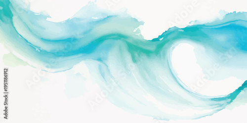 Abstract fluid watercolor background with soft blue and turquoise swirls, elegant artistic representation of water currents and motion, ideal for tranquil and serene design concepts
