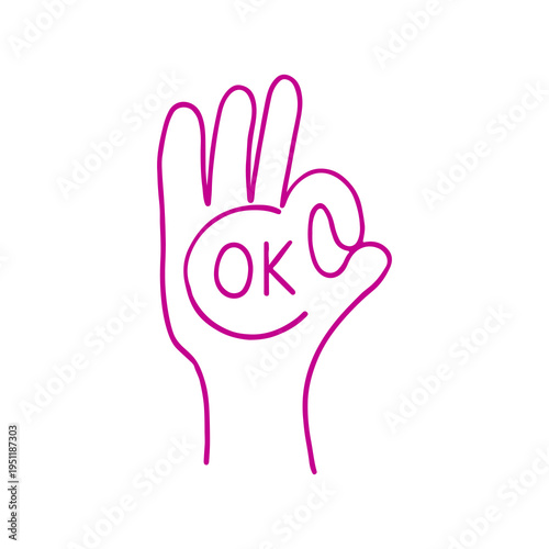 Pink OK Hand Gesture Illustration