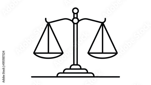 minimal line icon of balance scale, justice and law concept illustration, legal equality symbol, simple outline design for court and judiciary