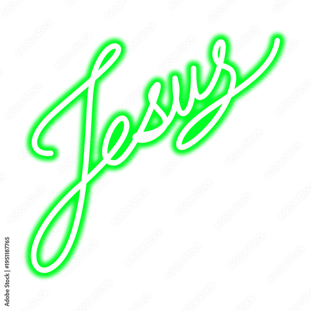 Obraz premium Hand-Drawn Jesus Writing Drawing Doodle | Neon Graphic Element
