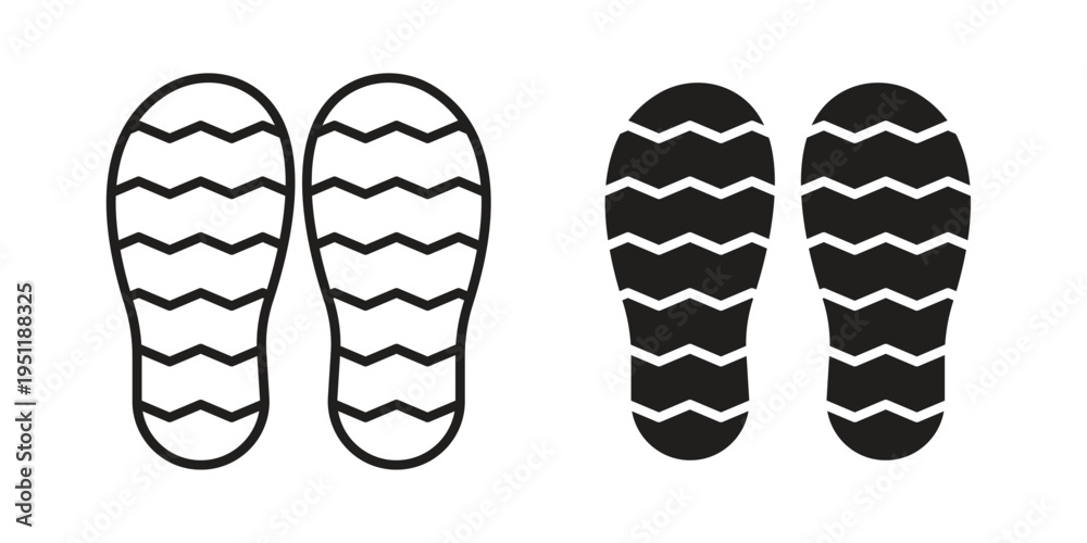 Fototapeta premium Shoe print icon line drawing. Minimalist style icons