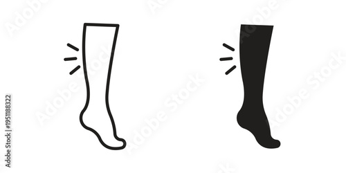 Shin pain icon line drawing. Minimalist style icons