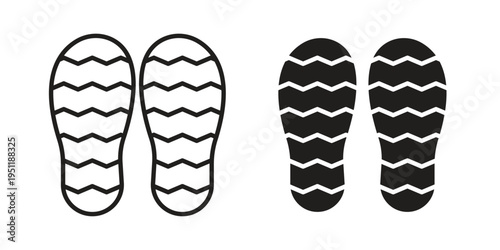 Shoe print icon line drawing. Minimalist style icons