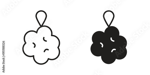 Shower sponge ball icon line drawing. Minimalist style icons