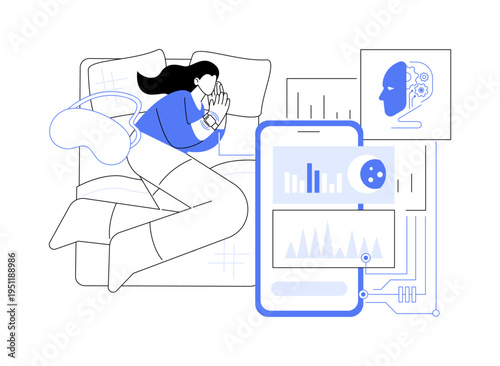 AI Personalized Sleep Coaching abstract concept vector illustration.