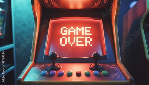 Classic retro arcade game machine displaying 