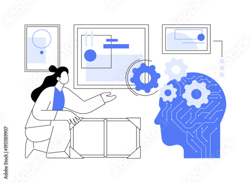 AI Art Restoration Analysis abstract concept vector illustration.