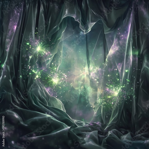 A cosmic curtain rises and falls as scintillating bursts of brig