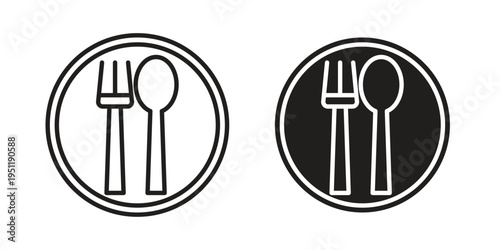 Spoon and Fork icon line drawing. Minimalist style icons