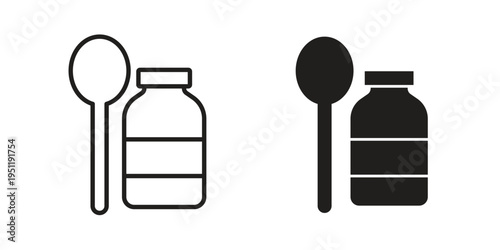 Syrup medicine bottle icon line drawing. Minimalist style icons