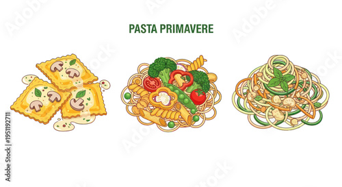 Delicious Pasta Primavera and Ravioli Dishes