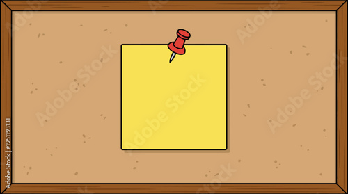 A yellow sticky note on a corkboard.