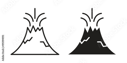 Volcano eruption icon line drawing. Minimalist style icons