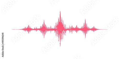 Abstract medical illustration of a red heart pulse and blue digital wave frequency on an electronic sound equalizer graph background for modern technology design