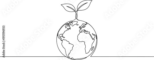 Earth with green leaves, eco-friendly concept
