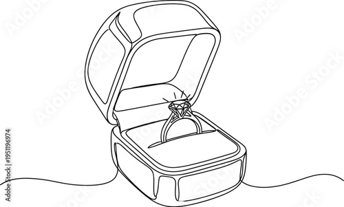 Engagement ring in open jewelry box